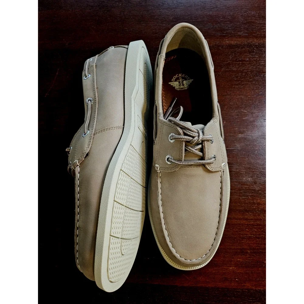 Dockers Men's 9.5 Leather Vargas‎ Manmade Boat Shoes Sand Color Made Pakistan